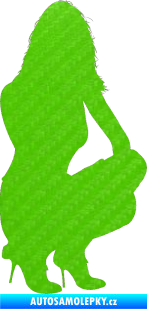 Samolepka Erotická žena 009 pravá 3D karbon zelený kawasaki