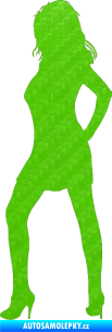 Samolepka Erotická žena 010 levá 3D karbon zelený kawasaki