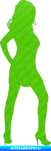 Samolepka Erotická žena 010 pravá 3D karbon zelený kawasaki