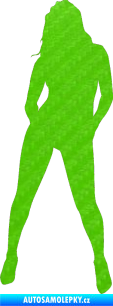 Samolepka Erotická žena 011 levá 3D karbon zelený kawasaki