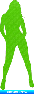 Samolepka Erotická žena 011 pravá 3D karbon zelený kawasaki