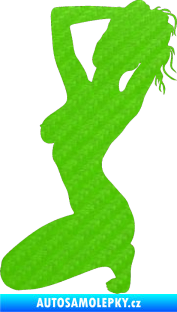 Samolepka Erotická žena 012 levá 3D karbon zelený kawasaki