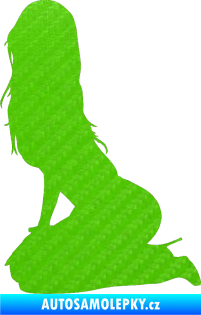 Samolepka Erotická žena 013 levá 3D karbon zelený kawasaki