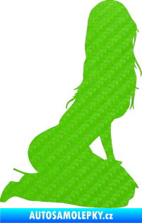 Samolepka Erotická žena 013 pravá 3D karbon zelený kawasaki
