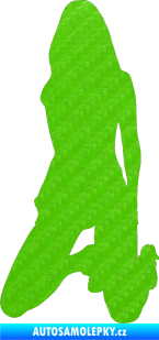 Samolepka Erotická žena 014 levá 3D karbon zelený kawasaki