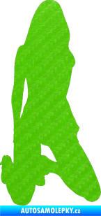 Samolepka Erotická žena 014 pravá 3D karbon zelený kawasaki