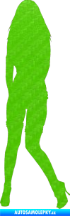 Samolepka Erotická žena 015 levá 3D karbon zelený kawasaki