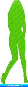 Samolepka Erotická žena 015 pravá 3D karbon zelený kawasaki