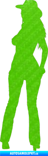Samolepka Erotická žena 016 levá 3D karbon zelený kawasaki