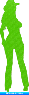Samolepka Erotická žena 016 pravá 3D karbon zelený kawasaki