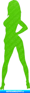 Samolepka Erotická žena 017 levá 3D karbon zelený kawasaki