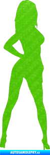 Samolepka Erotická žena 017 pravá 3D karbon zelený kawasaki