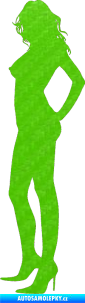 Samolepka Erotická žena 018 levá 3D karbon zelený kawasaki