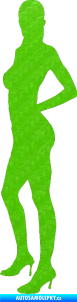 Samolepka Erotická žena 019 levá 3D karbon zelený kawasaki