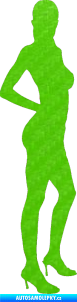 Samolepka Erotická žena 019 pravá 3D karbon zelený kawasaki