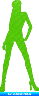 Samolepka Erotická žena 022 levá 3D karbon zelený kawasaki
