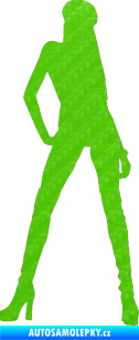 Samolepka Erotická žena 022 pravá 3D karbon zelený kawasaki