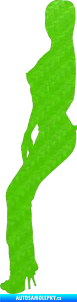 Samolepka Erotická žena 023 levá 3D karbon zelený kawasaki