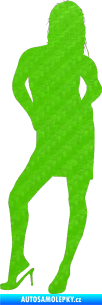 Samolepka Erotická žena 026 levá 3D karbon zelený kawasaki