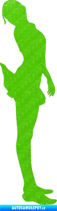 Samolepka Erotická žena 027 pravá 3D karbon zelený kawasaki