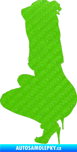 Samolepka Erotická žena 031 levá 3D karbon zelený kawasaki