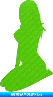 Samolepka Erotická žena 032 levá 3D karbon zelený kawasaki
