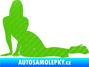 Samolepka Erotická žena 033 levá 3D karbon zelený kawasaki