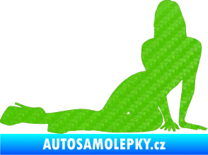 Samolepka Erotická žena 033 pravá 3D karbon zelený kawasaki