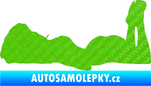 Samolepka Erotická žena 034 levá 3D karbon zelený kawasaki
