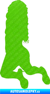Samolepka Erotická žena 038 levá 3D karbon zelený kawasaki