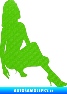 Samolepka Erotická žena 041 pravá 3D karbon zelený kawasaki