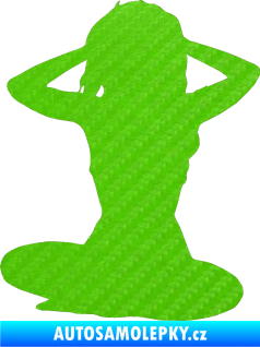 Samolepka Erotická žena 042 levá 3D karbon zelený kawasaki