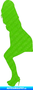 Samolepka Erotická žena 043 levá 3D karbon zelený kawasaki