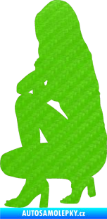 Samolepka Erotická žena 044 levá 3D karbon zelený kawasaki