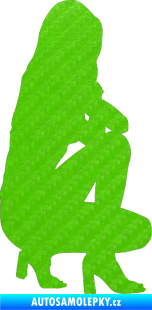 Samolepka Erotická žena 044 pravá 3D karbon zelený kawasaki