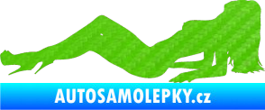 Samolepka Erotická žena 046 levá 3D karbon zelený kawasaki