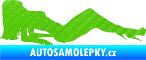 Samolepka Erotická žena 046 pravá 3D karbon zelený kawasaki