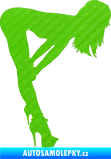 Samolepka Erotická žena 050 pravá 3D karbon zelený kawasaki