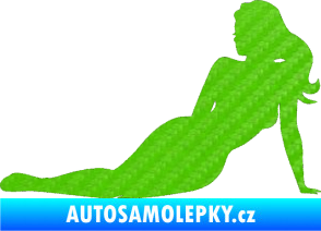 Samolepka Erotická žena 051 levá 3D karbon zelený kawasaki