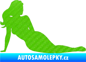 Samolepka Erotická žena 051 pravá 3D karbon zelený kawasaki