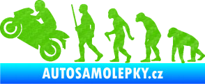 Samolepka Evoluce 004 levá motorkář 3D karbon zelený kawasaki