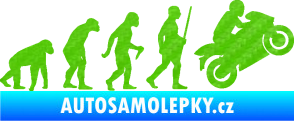 Samolepka Evoluce 004 pravá motorkář 3D karbon zelený kawasaki