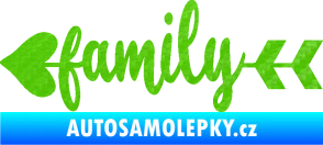 Samolepka Family 003 nápis se šípem 3D karbon zelený kawasaki