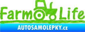 Samolepka Farm life nápis s traktorem 3D karbon zelený kawasaki