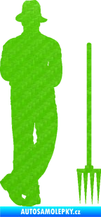 Samolepka Farmář 001 pravá 3D karbon zelený kawasaki