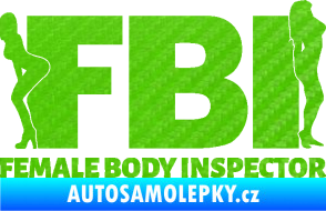 Samolepka FBI female body inspector 3D karbon zelený kawasaki