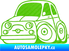 Samolepka Fiat 500 karikatura levá 3D karbon zelený kawasaki