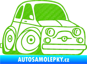Samolepka Fiat 500 karikatura pravá 3D karbon zelený kawasaki