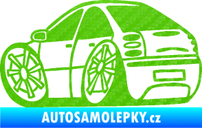 Samolepka Fiat Bravo karikatura levá 3D karbon zelený kawasaki