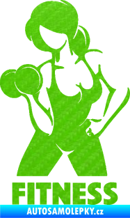 Samolepka Fitness 002 levá posilování s činkou 3D karbon zelený kawasaki